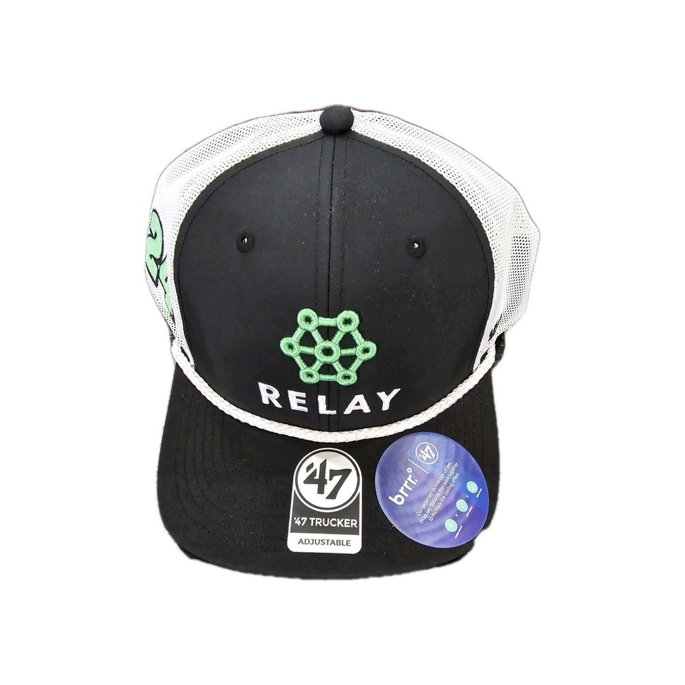 47 Brand Relay Trucker Hat Cap Adjustable‎ Black White Green Baseball